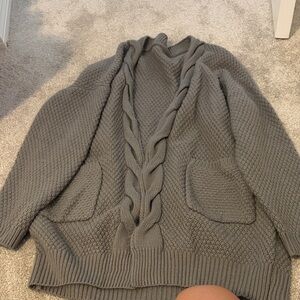 Cozy Gray Cable Knit Sweater